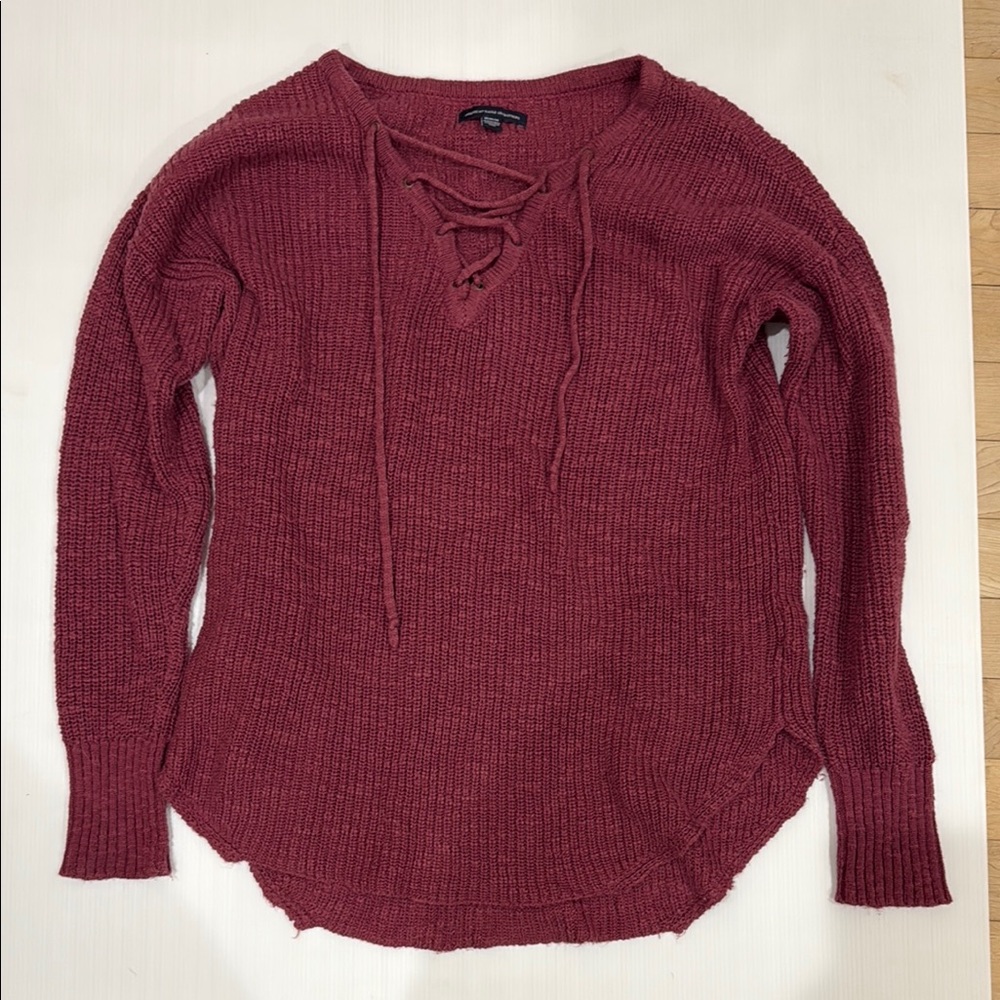 American Eagle Outfitters Maroon Knit Top